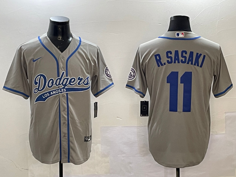 Men Los Angeles Dodgers 11 R Sasaki grey2025 MLB nike jersey style 10